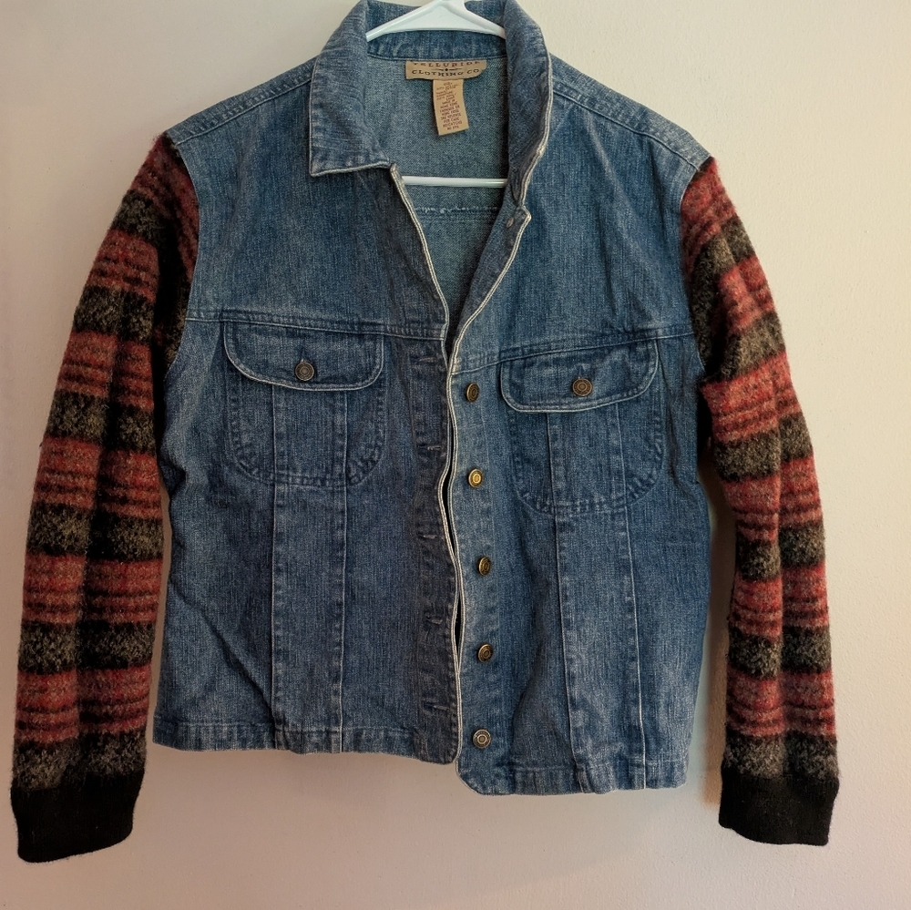 Telluride Clothing Company Vintage Denim Jacket With Wool Sleeves Size 10